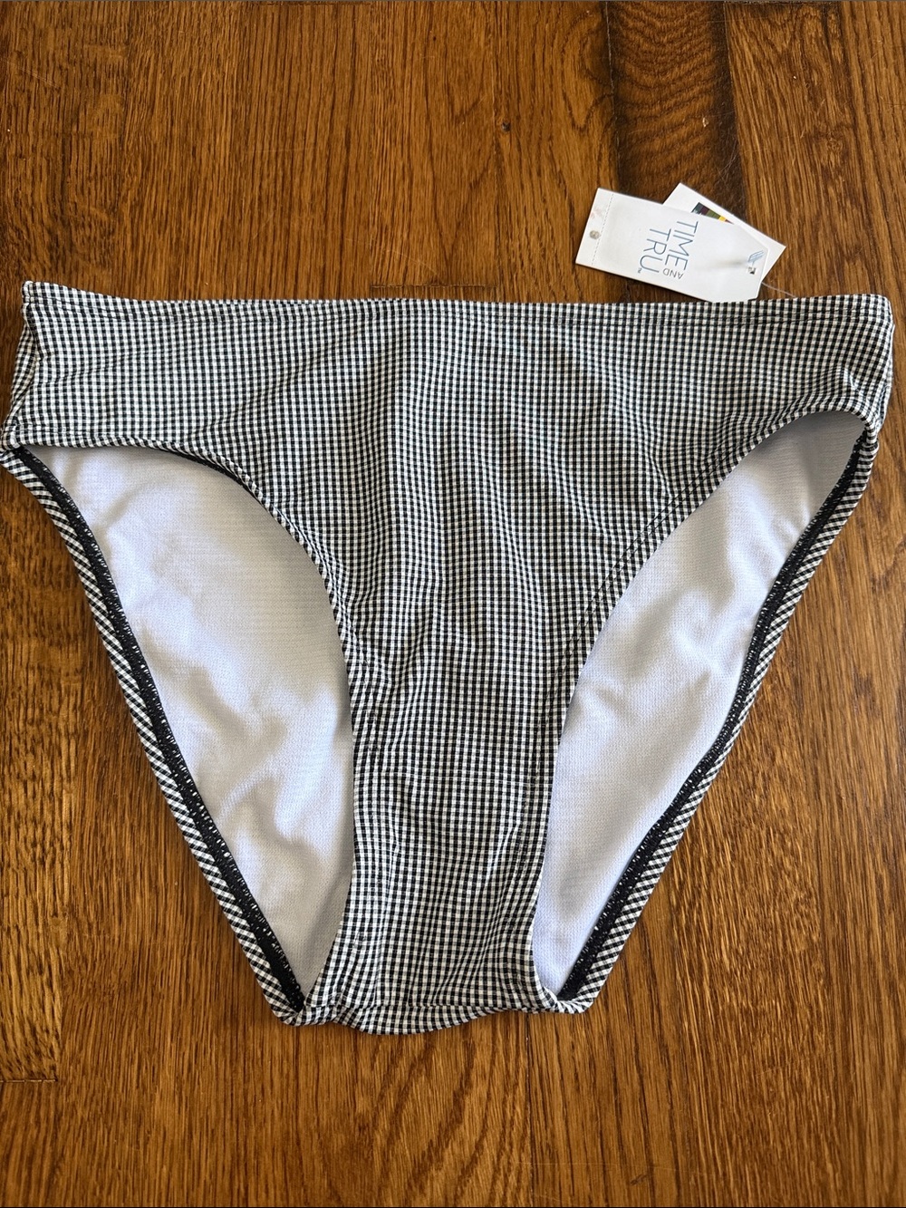 Time and Tru Black and White Gingham Bikini Brief